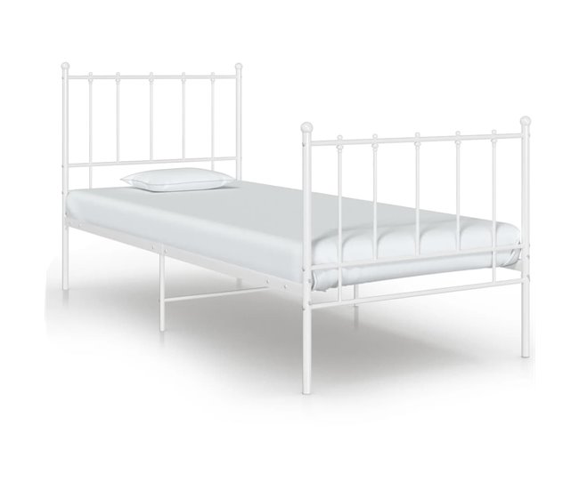 Estructura de cama de metal 90x200 Blanco