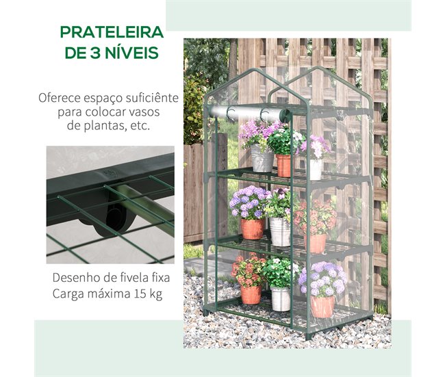 Invernadero de Jardín Metal, PVC Outsunny Transparente
