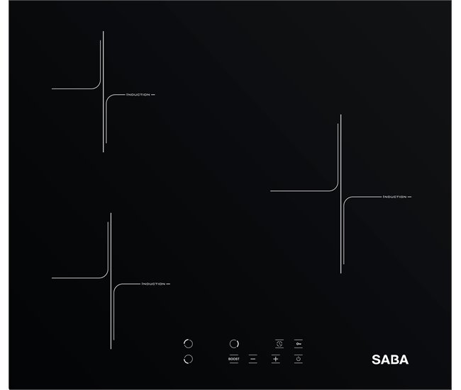 Placa inducción SABA SB-BIIH1-2023. 3 Zonas. 60cm. negro Negro