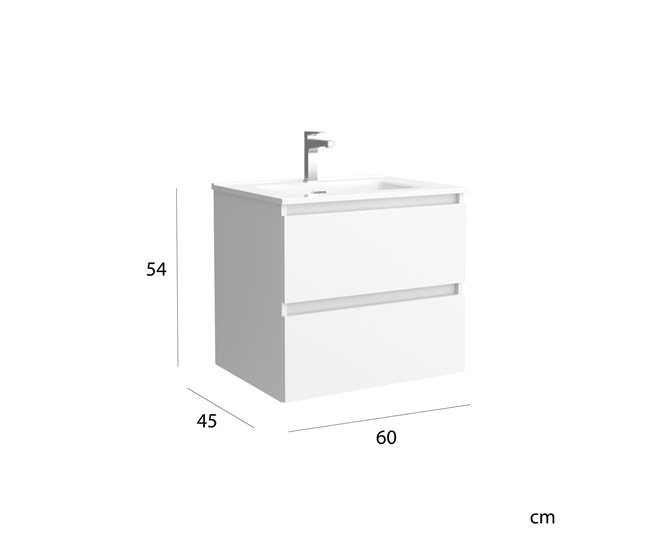Mueble de baño Bequia | Lavabo de porcelana 60 Blanco