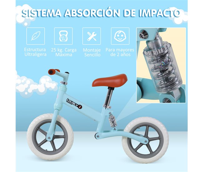 Bicicleta sin Pedales PP, Metal HOMCOM Azul