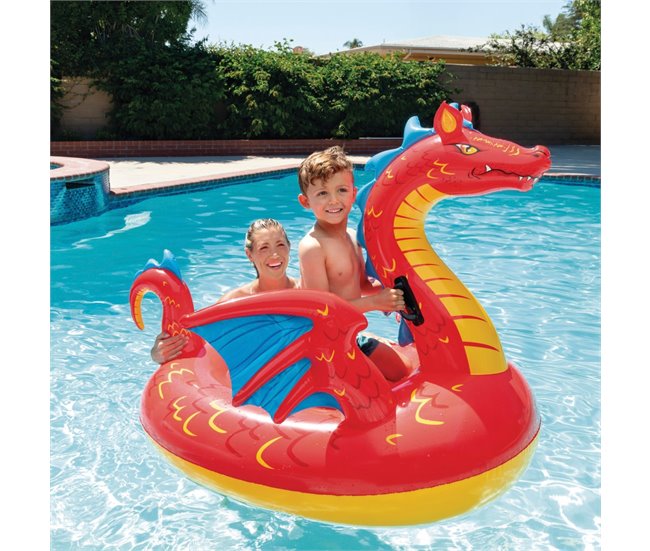Flotador piscina dragón c/asas INTEX Rojo