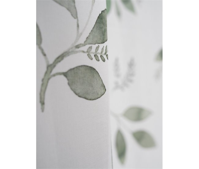 Visillo translúcido Bloom con motivo botánico Blanco