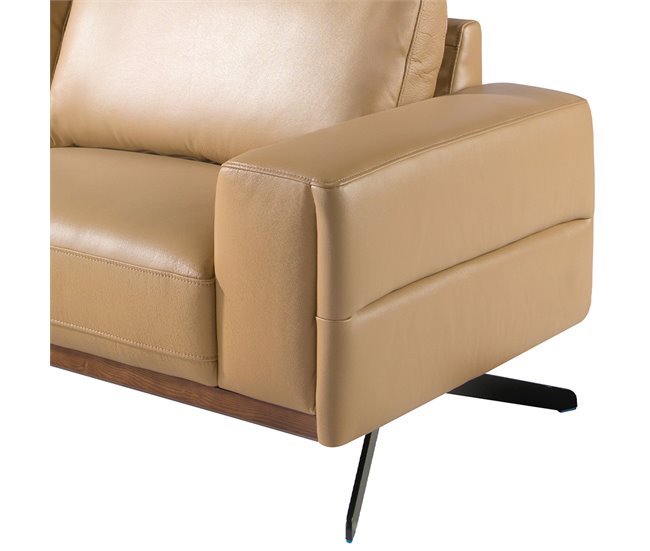 Sofá chaise longue izquierda tapizado en piel Arena