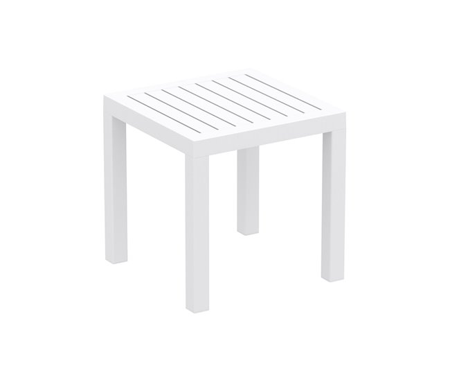 Pequeña mesa auxiliar para interiores y exteriores plástico 45x45 Blanco Mate/ Sahara
