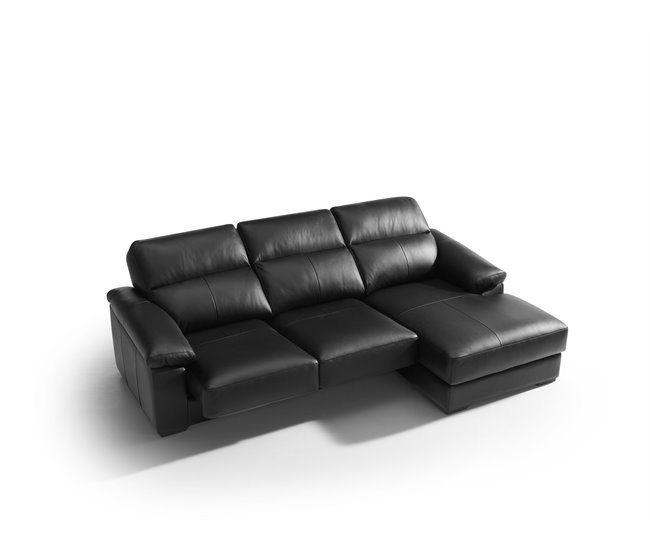 Chaise Longue Piel WILLY  Negro