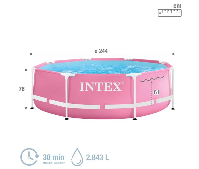 Piscina desmontable circular 2.843 L Metal Frame INTEX Rosa