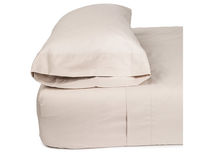 Set de 2 fundas de almohada de poliéster-algodón Beige