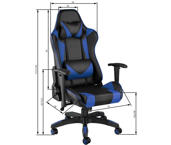 Silla oficina gaming diseño ergonómico con ruedas 08_0000370 Azul