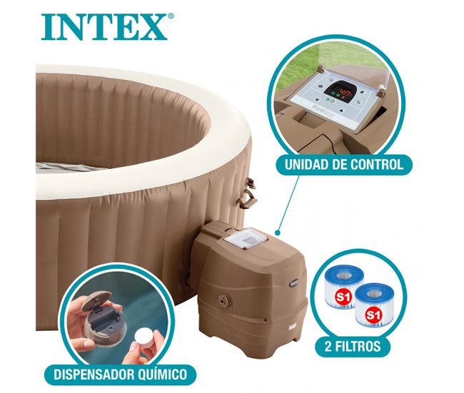 Spa burbujas INTEX para 8 personas 1.339 litros Crema