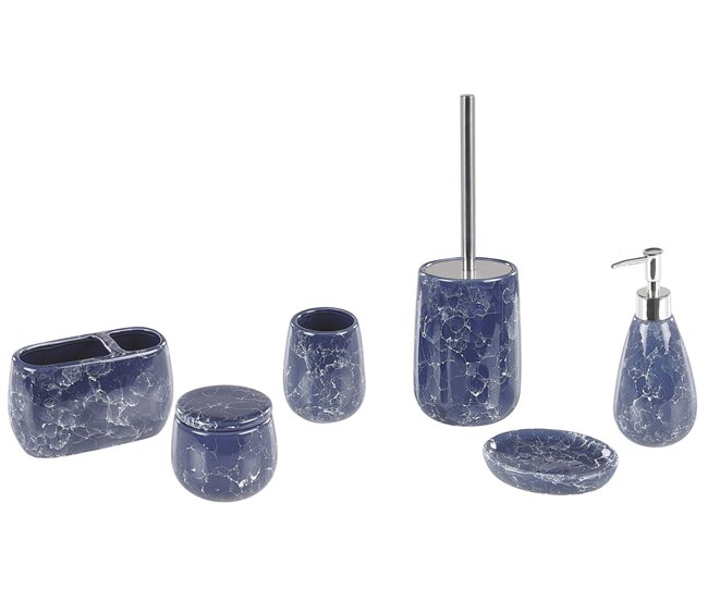 Beliani Conjunto de accesorios de baño ANTUCO Azul