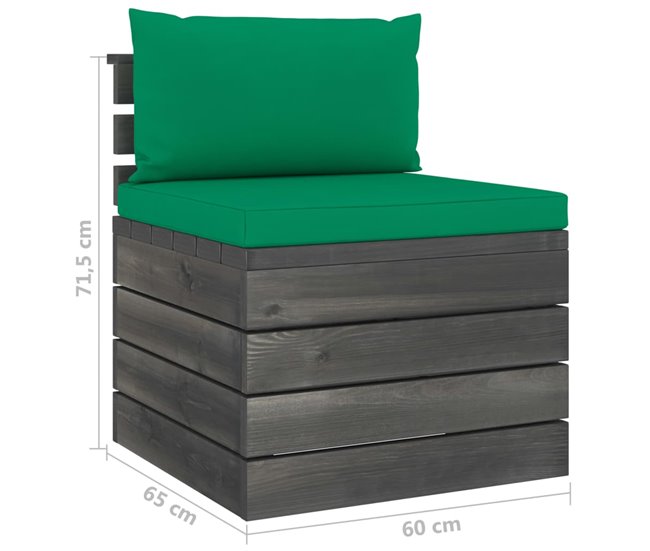 Muebles de palets para jardín 6 pzas con cojines madera de pino Verde Oscuro