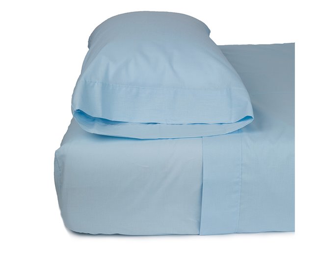 Set de 2 fundas de almohada de poliéster-algodón Azul Claro
