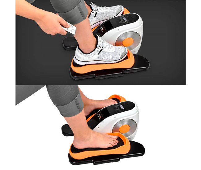 Mini Eliptica eléctrica Trainer Legs ELLIPTIC Ejercitador de piernas Bidireccional 4 Funciones 5 velocidades Mando Gridinlux Naranja