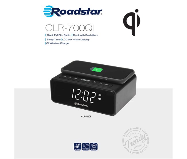 Despertador Roadstar CLR-700  Qi Negro