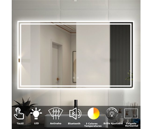 Espejo de baño LED＋Bluetooth＋Antivaho 80x160 Natural