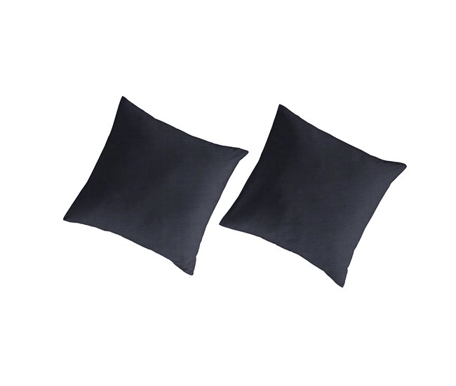 2 Fundas de almohada lisas lino/algodón orgánico Gris Azul