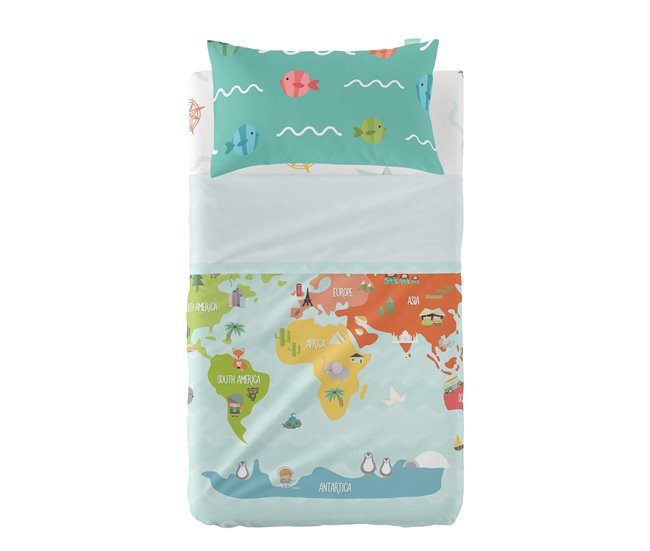 World map Juego de sábana cuna Multicolor