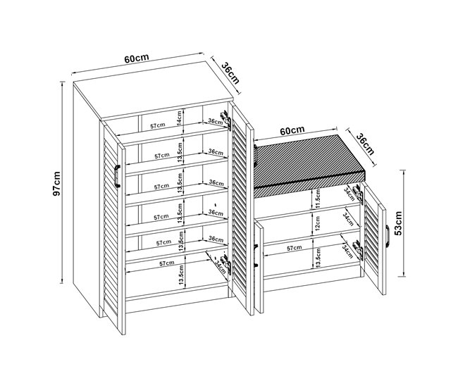 Mueble zapatero Løten 9 compartimentos para 18 pares MDF 120 Blanco