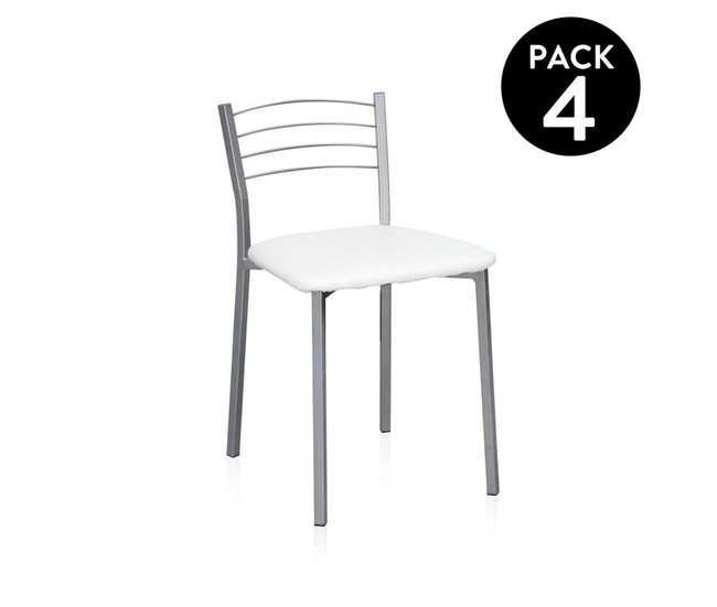 Pack 4 sillas de cocina Chef-S Blanco/ Gris