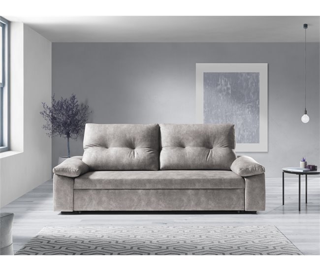 Sofá cama MIXX con almohadas de respaldos color gris - Conforama