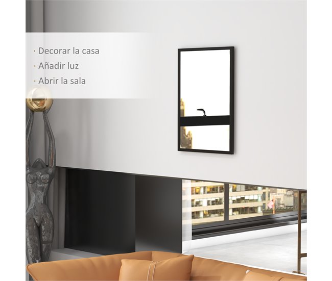 Espejo de Pared MDF, Vidrio HOMCOM, hogar - decoración Negro