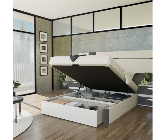 Canapé Luxury S-Max 3D 150x190 Blanco/ Gris