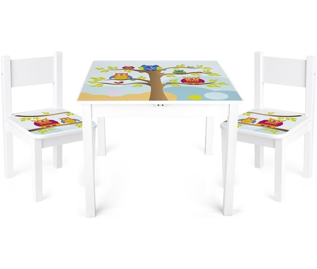 Mesa y 2 sillas para niños: Búhos Multicolor