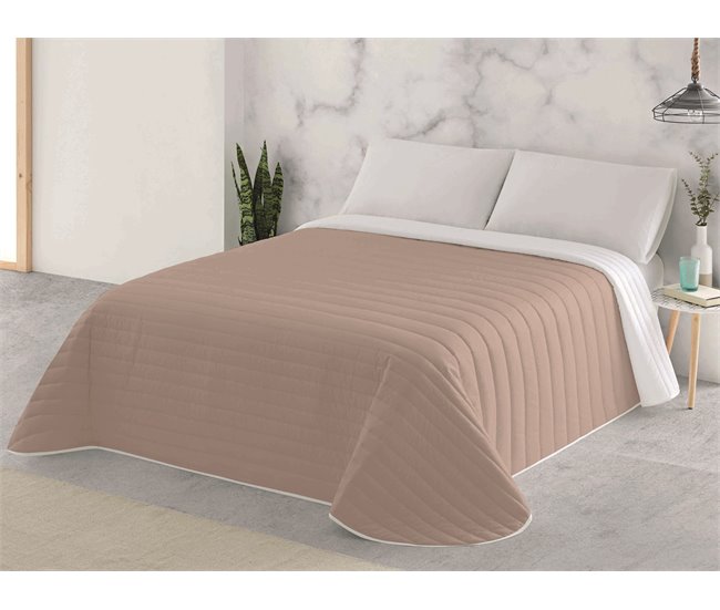 COLCHA BOUTI REVERSIBLE BICOLOR L.104 BEIG/BLANCO CAMA 90 - Conforama