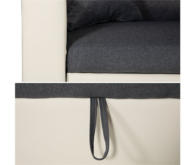 Sofá cama esquinero CLARK de 3 plazas en tela y polipiel Blanco