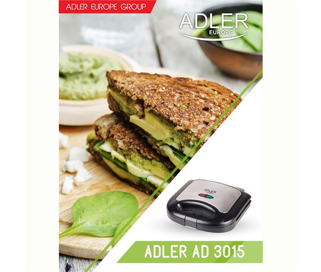 Sandwichera Adler AD3015 Negro/ Gris