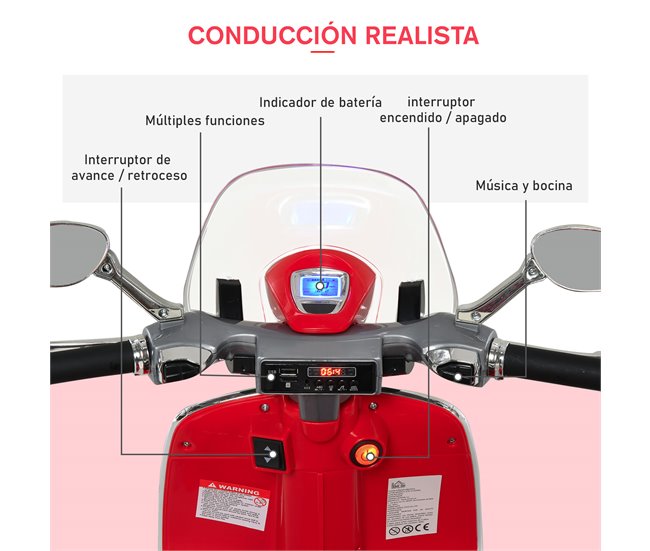 Moto Eléctrica HOMCOM 370-115WT Rojo