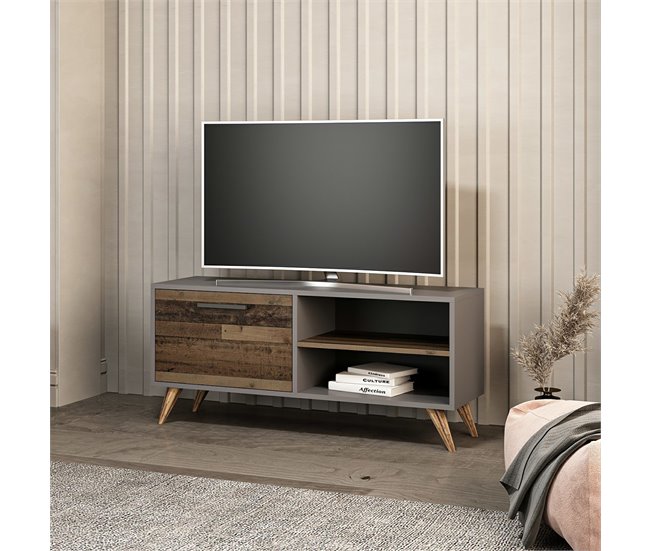 Mueble TV Helle elegante con 2 estantes aglomerado Madera