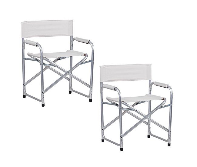 Conjunto de 2 sillas directoras plegables de jardín Pippa Blanco