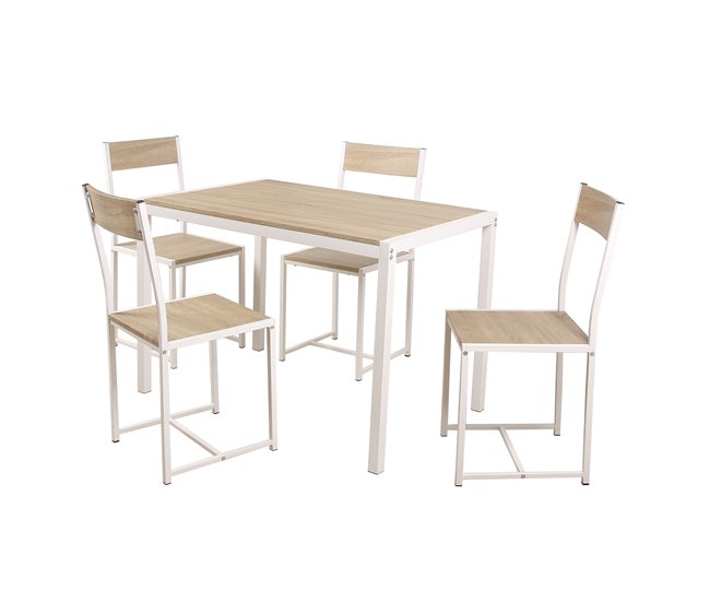 Conjunto de mesa y sillas COMET Natural/ Blanco