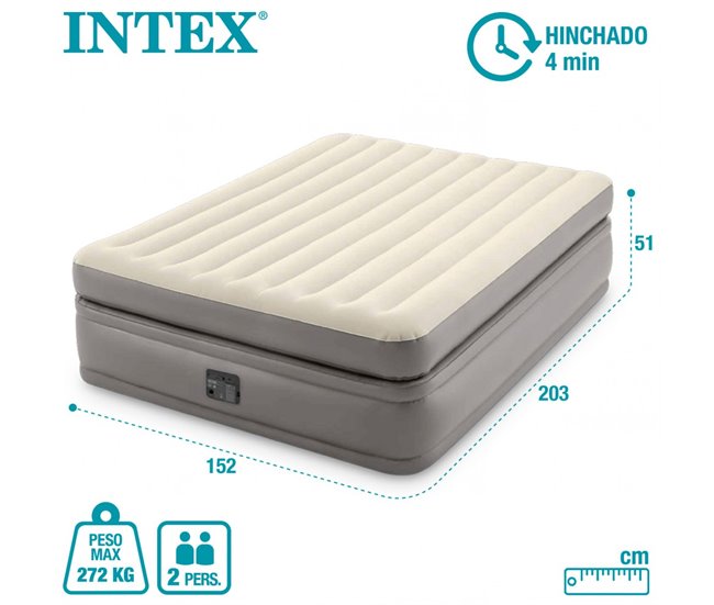 Colchón inflable doble Prime Comfort Elevated INTEX Crema