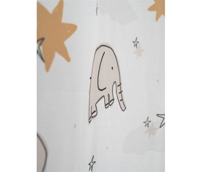 Visillo translúcido Elefante con motivo infantil Blanco