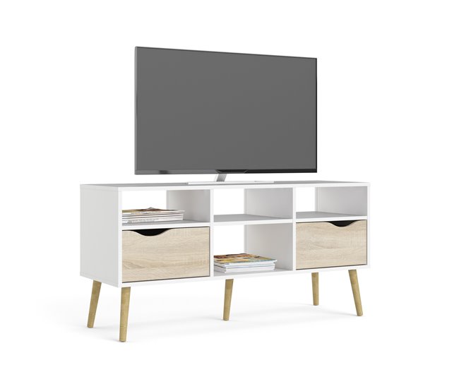Mueble para televisor 117 cm DELTA Natural/ Blanco