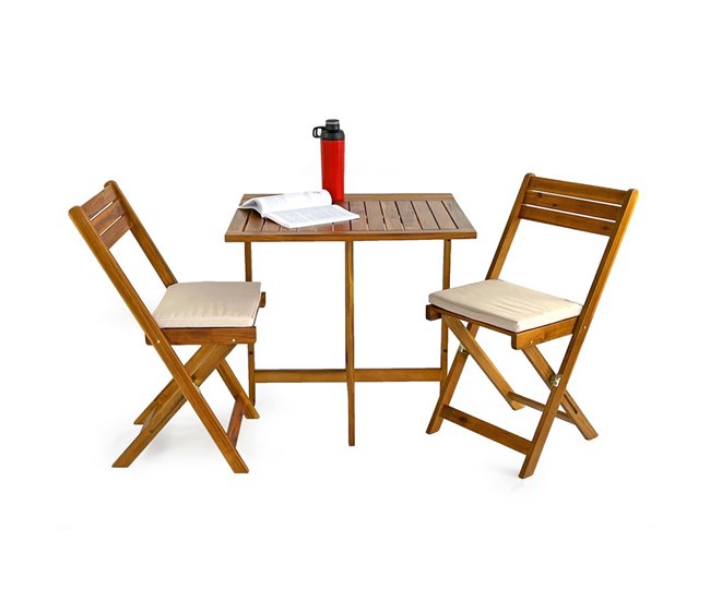 Conjunto de mesa con 2 sillas de jardín de madera Melzo Madera
