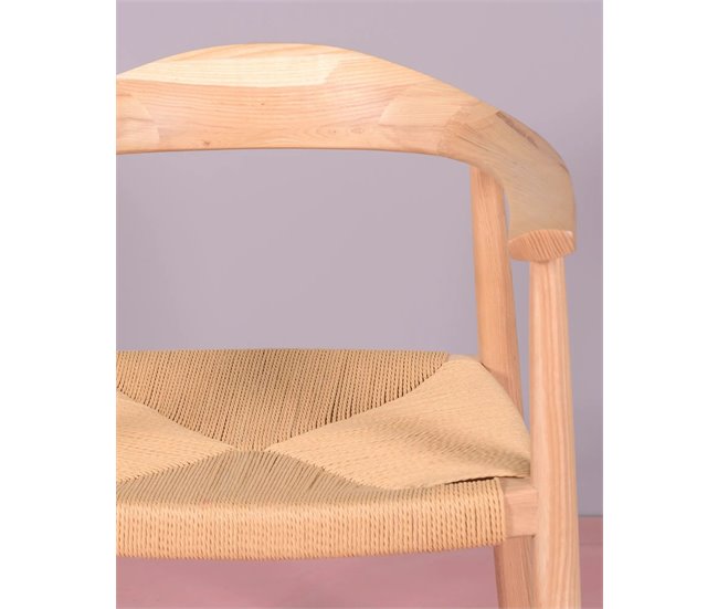 Silla en madera de fresno natural y asiento de cuerda - Santon Fresno