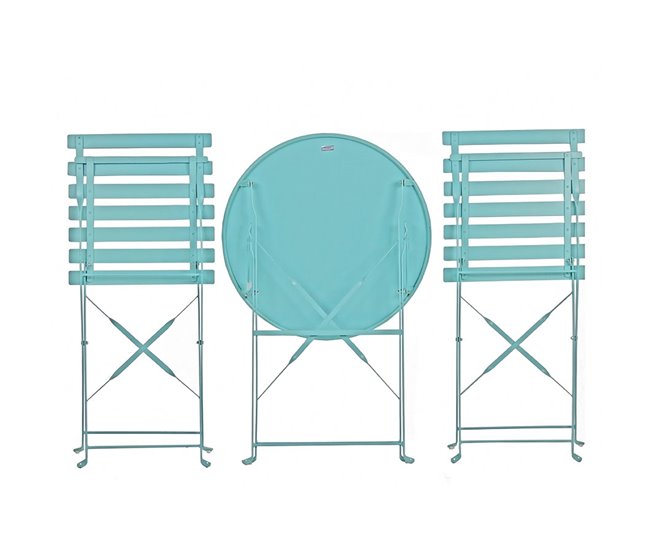 Conjunto de mesa plegable y sillas de jardín Dalia en acero Azul Marino