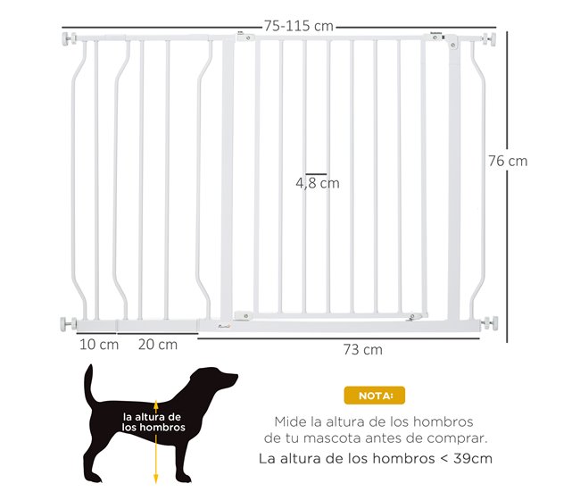 Barrera de Seguridad de Perros PawHut D06-109V01 Blanco