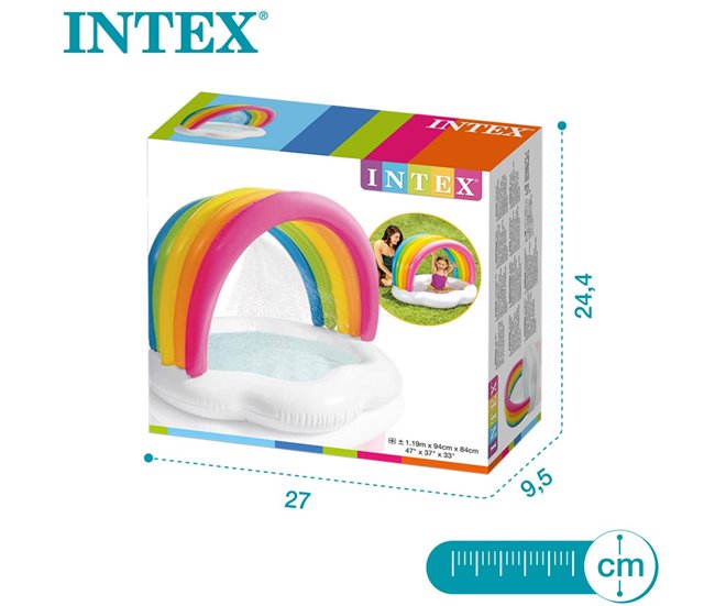 Piscina hinchable infantil arcoíris con pulverizador INTEX 142X119X84 cm Multicolor