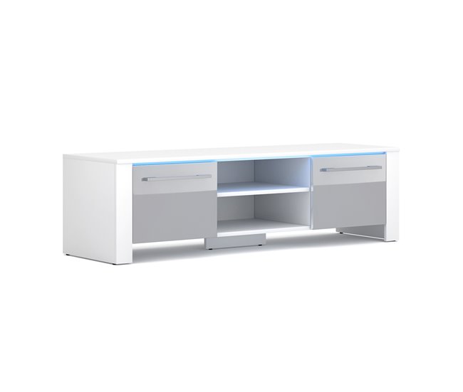 Mueble TV 1 puerta con LED Ilies 140 Blanco