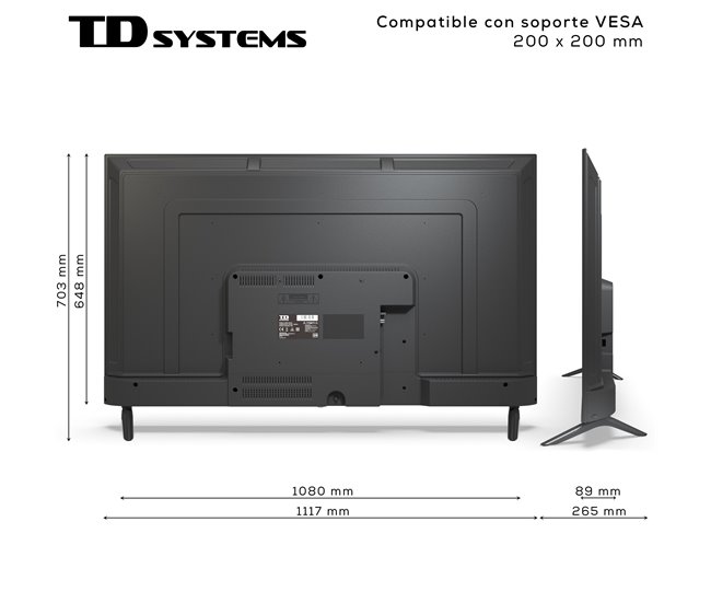 Televisor Smart TV 50 pulgadas - TD Systems PRIME50C19GLQ Negro