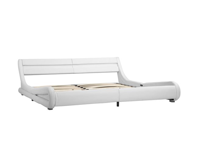 Estructura de cama con LED cuero sintético 180x200 Blanco