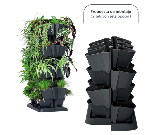 Macetero vertical Prosperplast Cascade Garden Antracita