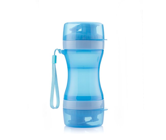 Botella con Depósito de Agua y Comida para Mascotas 2 en 1 IG816711 Azul
