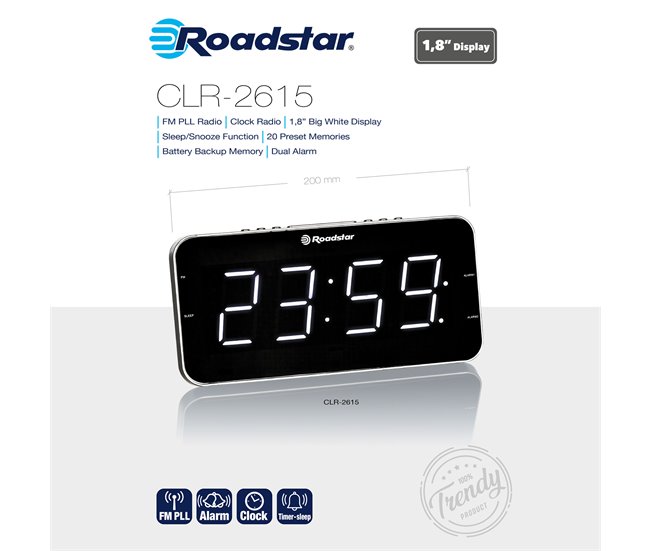Despertador Roadstar CLR-2615 Negro