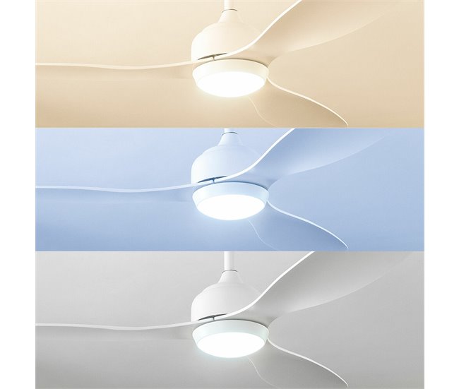Ventilador de Techo con Luz LED y 3 Aspas ABS Blanco
